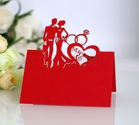 SYSUII Lot de 100 cartons de table de mariage, cartes d'invités à étiqueter, marque-places, décoration de table pour badges nominatifs, cartes nominatives, mariages, fêtes, anniversaires - Rouge