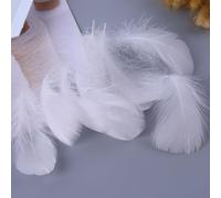 SYSUII Lot de 100 plumes d'oie naturelles - 6-12 cm - Plumes naturelles décoratives - Pour boucles d'oreilles, mariage, attrape-rêves, coiffure, masques, décoration de fête - Blanc