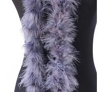SYSUII Lot de 2 guirlandes moelleuses boa boa en plumes de dinde - Accessoire de fête - Pour femme et enfant - Carnaval - Costume de fête à thème - 2 m par couleur - Gris foncé