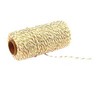 SYSUII Lot de 3 rouleaux de ficelle en coton - 100 m x 2 mm - Corde décorative - Corde en coton - Corde à tricoter pour emballage cadeau, artisanat, jardinage, doré beige