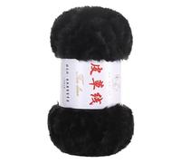 SYSUII Lot de 4 pelotes de fil de fourrure synthétique de 100 g - Pelote de laine à tricoter à la main - Pelote de laine synthétique moelleuse - Pour crochet, pull, écharpe, bonnet - Noir