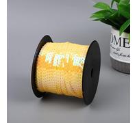 SYSUII Ruban à paillettes élastique de 6 mm - Ruban à paillettes plat - Bordure à paillettes - Pour bricolage, couture, costumes, artisanat, ornements, fabrication de bijoux - Jaune