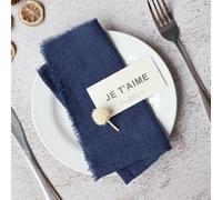 SYSUII Serviettes en tissu 24 pièces 32x32cm serviettes de table douces en coton rustique avec franges pour décoration de mariage, fête, Noël, hôtel, restaurant - Bleu marine