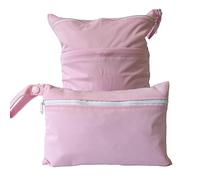 SYSUII Wetbag Lot de 3 sacs à couches étanches pour les déplacements, sacs humides et secs, lavables à l'eau et à sec, organiseurs de cartes pour enfants, avec fermeture éclair, Rose, 30*36 15*22.5cm
