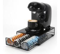 SYSYLY Compact tiroir de rangement compatible avec capsules tassimo, Support dosettes de café, Porte capsules de café,Organiseur pour ranger 48 dosettes, Idéal pour les petits espaces, Noir