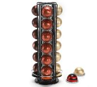 SYSYLY Porte Capsules de Café Compatible avec Vertuo Capsules. | Support Rotatif pour Rangement 28 Dosette de Café,Rotatif à 360° et Antidérapant,Metal,Noir.