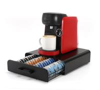 SYSYLY Tiroirs à Capsules de Café Compatible pour Tassimo Capsules. | Porte Capsules de Café,Distributeur de Capsules en Métal,Boîte de Rangement pour 64 Dosettes,Noir.