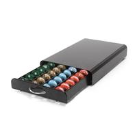 SYSYLY Tiroirs pour capsules, tiroir pour ranger 40 capsules, boîte de rangement en métal, noir.