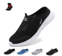 SYT-MD Baskets À Enfiler Pour Hommes, Baskets À Dos Ouvert, Pantoufles En Respirante, Chaussures De Marche En Plein Air, Sandales De Plage(Black,45 EU)
