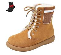 SYT-MD Bottes de neige d'hiver for femmes en faux daim, doublure thermique en fourrure douce, bottines à lacets antidérapantes for l'extérieur(Brown,42 EU)