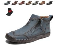 SYT-MD Bottes orthopédiques en Cuir à Enfiler for Hommes, Bottes de Conduite à Enfiler en Cuir Faites à la Main for Hommes, for la Marche en Plein air et Un Usage Quotidien(Blue,41 EU)