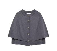 SYT-MD Cardigan court en tricot for femme, pull châle à col ras du cou boutonné, pull en tricot tendance for l'automne(Grey,L)