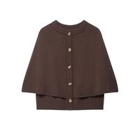 SYT-MD Cardigan court en tricot for femme, pull châle à col ras du cou boutonné, pull en tricot tendance for l'automne(Brown,M)