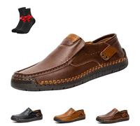 SYT-MD Chaussures for Hommes The First Young, Bottes orthopédiques en Cuir Thefirstyoung, Bottes de Conduite à Enfiler en Cuir for Voyager et Plein air(Brown,46 EU)