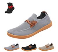 SYT-MD Chaussures Pieds Nus Larges Comfofeet for Hommes et Femmes, Baskets Respirantes, légères et Souples en Maille, Chaussures décontractées à Hauteur zéro(Grey,47 EU)