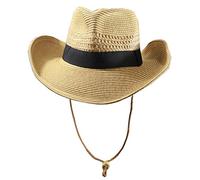 SYT-MD Hommes Grande Taille Panama Chapeaux Grosse tête Pliable Cowboy Fedora Casquette Grande Taille Chapeau de Paille 58CM 60CM 62CM(Khaki,62cm)