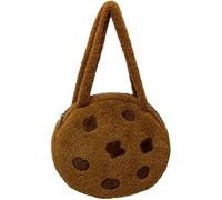 SYT-MD Sac à bandoulière en peluche Y2K Cookie au chocolat, sacs à bandoulière fantaisie, peluche moelleuse grande capacité(40cm)