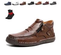 SYT-MD The First Young Shoes Men, Bottes De Conduite Homme En Cuir Véritable, Chaussures Habillées Décontractées À Semelle Souple(Coffee,48 EU)