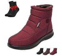 SYT-MD Women's Cozy Winter Waterproof Anti-Slip Orthopedic Boots, Women's Warm Winter Boots, Fur Lined Ankle Boots(Red,38 EU)