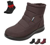 SYT-MD Women's Cozy Winter Waterproof Anti-Slip Orthopedic Boots, Women's Warm Winter Boots, Fur Lined Ankle Boots(Brown,37 EU)