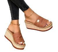 Sytaun Sandales Compensées Pour Femmes, Sandales Pour Femmes, Sandales Pour Femmes, Chaussures Compensées à Plateforme, Sandales Antidérapantes à Bout Ouvert Pour Un Usage Quotidien marron 35