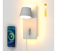 Sytmhoe Applique Murale Blanche Dimmable Avec Interrupteur et Port Usb Type C Pour Chambre Moderne, 3000K 16W Intérieur Salon Led Lampe De Chevet Murale, Aluminium Rotatif Hôtel Grenier Luminaire