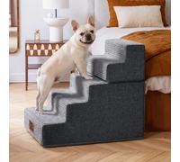Sytopia Escalier pour Petits Chiens, 5 marches, Hauteur 57 cm, éponge hautement élastique, avec Housse Lavable, antidérapante, Aucune Installation nécessaire, Gris