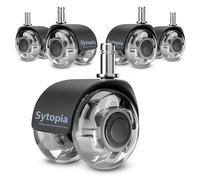 Sytopia Lot de 5 roulettes de chaise de bureau robustes 11 x 22 mm pour plancher en bois dur et moquette - Roulettes de rechange en caoutchouc - Accessoires universels silencieux et lisses - Gris