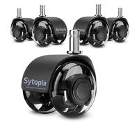 Sytopia Lot de 5 roulettes de chaise de bureau robustes 11 x 22 mm pour plancher en bois dur et moquette - Roulettes de rechange en caoutchouc - Accessoires universels silencieux et lisses - Noir