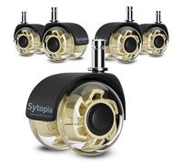 Sytopia Lot de 5 roulettes de chaise de bureau robustes pour sols en bois dur et moquette - Remplace les tapis, roulettes de rechange en caoutchouc - Accessoires universels silencieux et lisses -