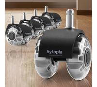 Sytopia Lot de 5 roulettes de rechange pour chaise de bureau - 5,1 cm - Pour tous les planchers en bois dur et moquette - Roulettes universelles robustes de style roller - Taille (11 x 22 mm)