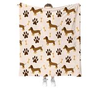 SYTTNUM Couverture pour Teckel, Couverture Douce Dachshund, Couvertures Animalier Teckel, Cadeaux de Noël pour Adultes Enfants et Amoureux des Chiens, Doux et Confortables