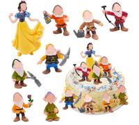 SYTTNUM Décoration de Gâteau Princesse Figurine,Figurine Princesse et 7 Nains pour Gâteau,Princesses et Sept Nains Figurines,Cartoon Cake Topper, pour Enfants Décoration de Fête D'anniversaire
