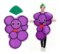 SYTTNUM Déguisement Amusant de Fruits, Costume de Raisins pour Adultes, Costume amusant de costumade avec tenue chapeau de feuille verte, pour Halloween,cosplay et événements habillés