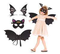 SYTTNUM Déguisement Chauve Souris Vampire, 3pcs Costume de chauve-souris, Chauve-Souris Ailes et Masque, pour Cosplay Halloween Carnaval