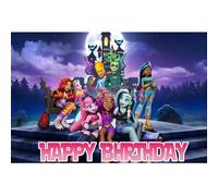 SYTTNUM Dessin Animé Photographie Fond, Monster Fond De Photographie Animé,Fond Photo Happy Birthday Banner (150 × 100cm)