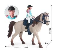 SYTTNUM Figurines Miniatures De Chevaux, Simulation Cheval Gris avec Cavalière Et Selle, Figurine De Fille avec Accessoires pour Chevaux Superbe Cadeau pour Filles Et Garçons Jouets Chevaux