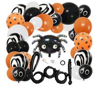 SYTTNUM Kit Arche Ballon Halloween,Guirlande de Ballons Halloween,Avec de Gros Ballons Araignées,Ballons Noir Orange Blanc,Décorations de Fête Halloween