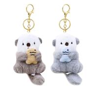 SYTTNUM Porte-Clés Mizuse,Porte-Clés Animal en Peluche Mizuse,Porte-Clés Poupée Mizuse,Porte-Clés Peluche Castor,Porte-Clés Poupée Mizuse,Cadeau de la Saint-Valentin-2Pcs