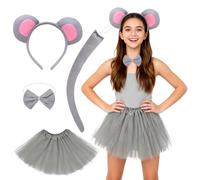 SYTTNUM Souris Déguisement Animal pour Enfant, Avec Accessoires Oreilles Bandeau Papillon Queue Enfants Carnaval Costume Cosplay Parties