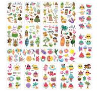 SYTTNUM Tatouages Temporaires Hawaïens Enfant, 18 Feuilles Etanche Tatouage Ephémère Kit Tatoo, Autocollant Temporaire Tropical, Feuilles de Tatouage Pailletés