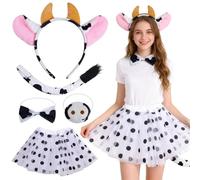 SYTTNUM Vaches laitières Déguisement Animal pour Enfant, Avec Accessoires Oreilles Bandeau Papillon Queue Enfants Carnaval Costume Cosplay Parties