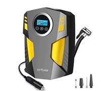 SYTUNG Gonfleur Pneus Voiture Numérique Portable avec 3 Adaptateurs De Buse Et Lumière LED Numérique 12 V Pompe à Air électrique Rapide pour Pneus et Autres Objets Gonflables