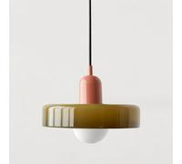 SYUFRE Lampe à suspension du milieu du siècle, plafonnier coloré avec abat-jour en verre, luminaire suspendu vintage en fer et verre, luminaire for chambre à coucher, salon, cuisine, couloir (Color :