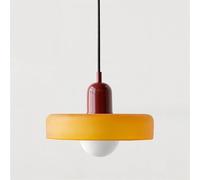 SYUFRE Lampe à suspension du milieu du siècle, plafonnier coloré avec abat-jour en verre, luminaire suspendu vintage en fer et verre, luminaire for chambre à coucher, salon, cuisine, couloir (Color :
