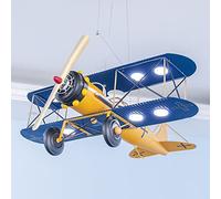 SYUFRE Suspension biplan 8 flammes, lustre d'avion avec hélice en métal, lampes suspendues de plafond à LED de style américain for chambre d'enfant de la maternelle des garçons, décoration de la chamb