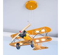SYUFRE Suspension biplan 8 flammes, lustre d'avion avec hélice en métal, lampes suspendues de plafond à LED de style américain for chambre d'enfant de la maternelle des garçons, décoration de la chamb