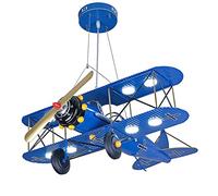 SYUFRE Suspension biplan 8 flammes, lustre d'avion avec hélice en métal, lampes suspendues de plafond à LED de style américain for chambre d'enfant de la maternelle des garçons, décoration de la chamb