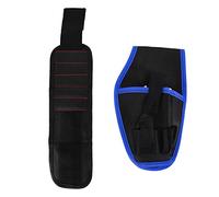 SYUULCOI Étui de perceuse multifonctionnel 12V, sac à outils de taille, sac à outils de taille de perceuse avec bracelet magnétique (Bordure bleue)