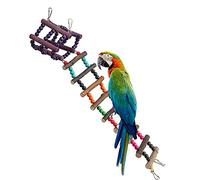SYUULCOI Hamster en Bois, Perroquet, Oiseau de Compagnie, échelle d'escalade colorée, Pont Suspendu, Jouet pour Oiseaux